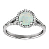 14k White Gold Lab Grown Opal and 1/6 CTW Diamond Ring , Size 7