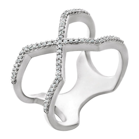 14k White Gold 1/6 CTW Diamond Geometric Ring, Size 7