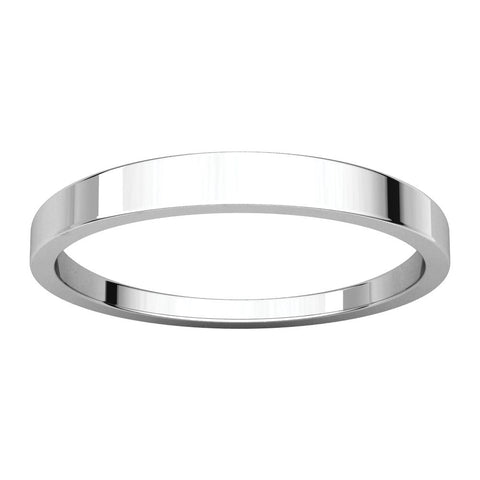 14k White Gold 2.5mm Flat Tapered Band, Size 8