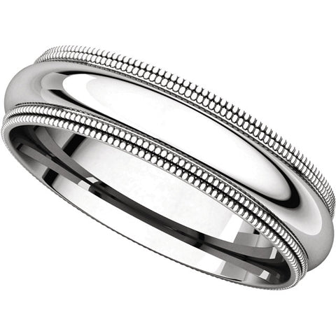14k White Gold 5mm Double Milgrain Comfort Fit Bands, Size 9