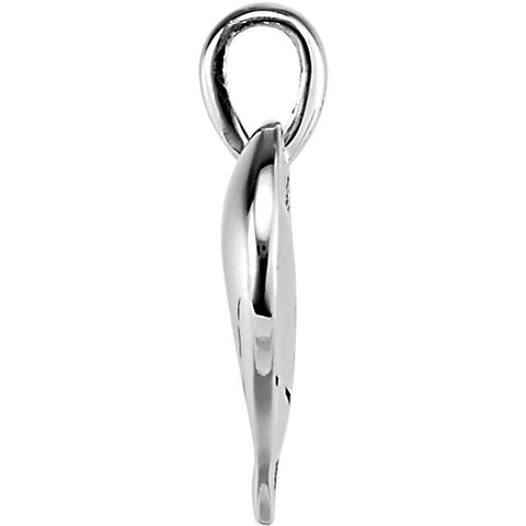 14k White Gold 18.2x17.3mm Medium Heart print Pendant