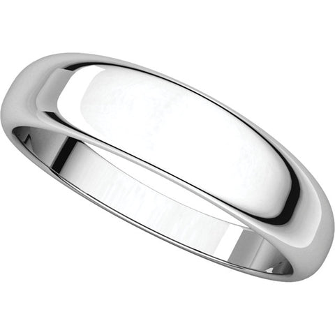 14k White Gold 5mm Half Round Tapered Band, Size 10