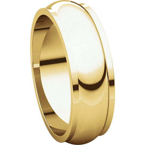 14k Yellow Gold 6mm Half Round Edge Band, Size 12