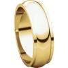 14k Yellow Gold 6mm Half Round Edge Band, Size 7