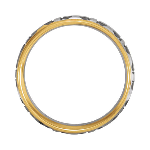 14K White & Yellow Gold 7mm Comfort-Fit Cross Pattern Band Size 8.5