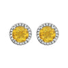 14k White Gold Citrine & 1/8 CTW Diamond Earrings