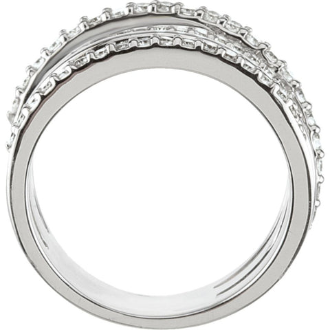 14k White Gold 1/2 CTW Diamond Criss Cross Ring, Size 7