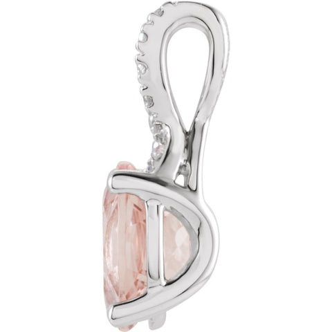 14k White Gold Morganite & .03 CTW Diamond Pendant