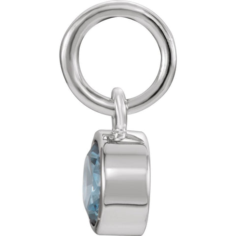 14k White Gold Imitation Blue Zircon Birthstone Charm