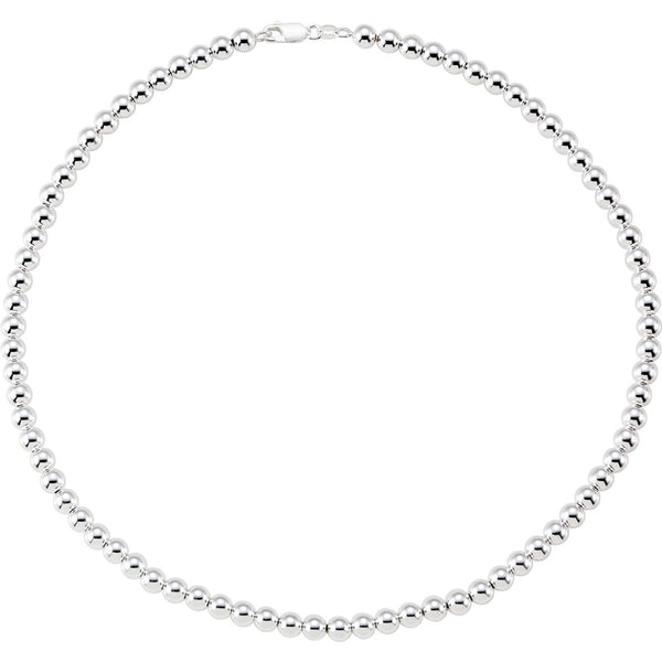 Sterling Silver 6mm Hollow Bead 18" Chain