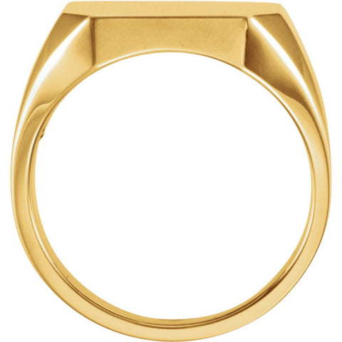 14k Yellow Gold 16x18mm Men's Signet Ring , Size 10