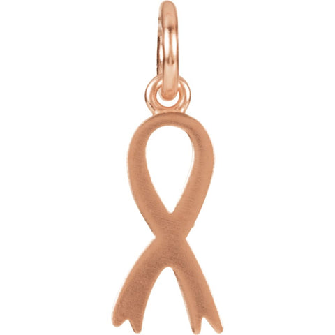 14k Rose Gold Breast Cancer Awareness Ribbon Charm with Jump Ring