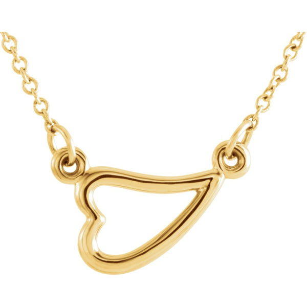 14k Yellow Gold Heart 16-18" Adjustable Necklace