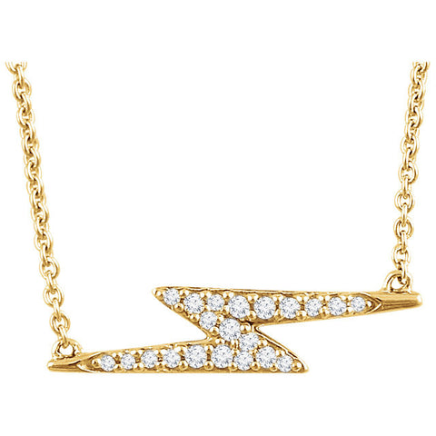 14k Yellow Gold 1/8 CTW Diamond Lightning Bolt 16-18" Necklace