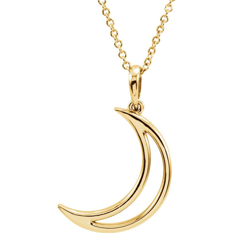 14k Yellow Gold Crescent Moon 16" Necklace