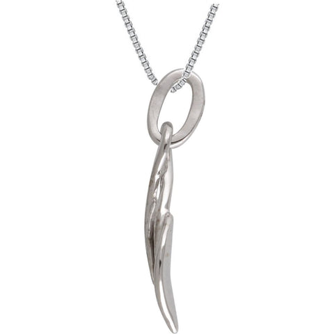 14k White Gold .06 CTW Diamond 18" Leaf Necklace