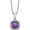 14k White Gold Amethyst & 0.05 ctw. Diamond 18-inch Necklace
