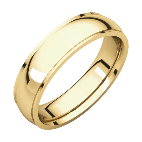 14k Yellow Gold 5mm Comfort Fit Edge Band , Size 9.5