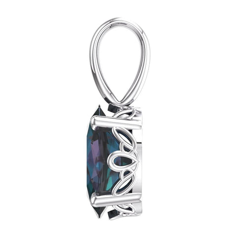 14k White Gold Chatham® Lab-Grown Alexandrite Pendant