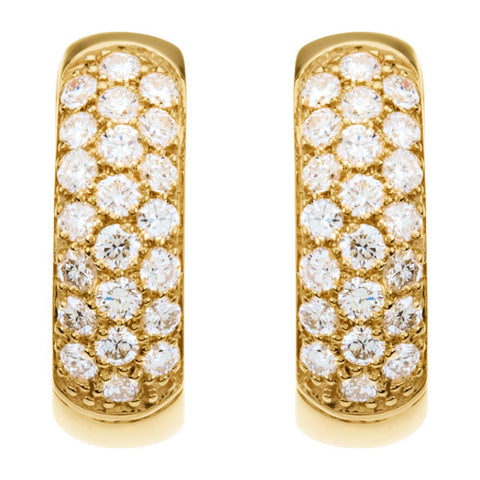 14k Yellow Gold 7/8 CTW Diamond Hoop Earrings