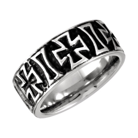 Cobalt 9mm Black PVD Cross Design Band 9.5