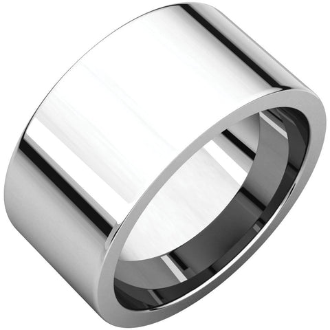 14k White Gold 10mm Flat Comfort Fit Band, Size 9.5