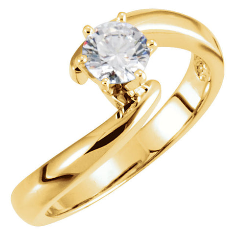 14k White Gold Solitaire Engagement Ring Base, Size 7