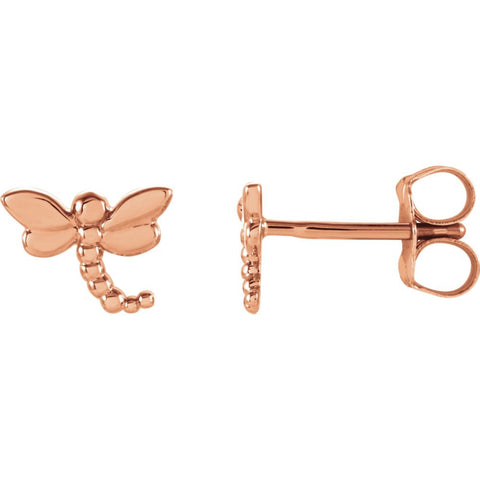 Dragonfly Earrings in 14K Rose Gold