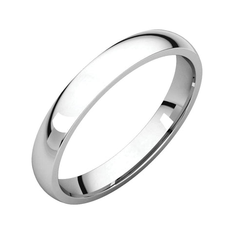 14k White Gold 3mm Light Comfort Fit Band, Size 12