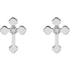 14k White Gold .01 CTW Diamond Cross Earrings