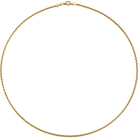 18k Yellow Gold 1.9mm Wheat 18" Chain