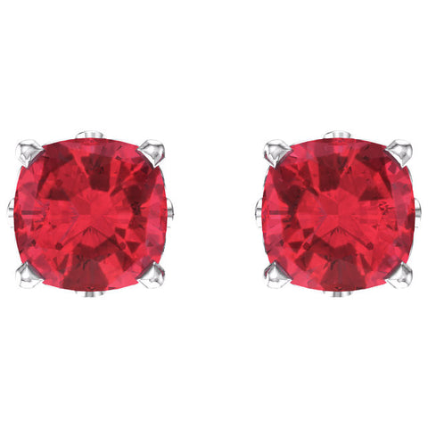 14k White Gold Chatham® Created Ruby Earrings