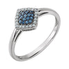 14K White Gold 1/6 CTW Blue & White Diamond Cluster Ring (Size 6)