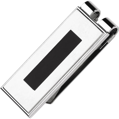 Stainless Steel Money Clip with Black Enamel