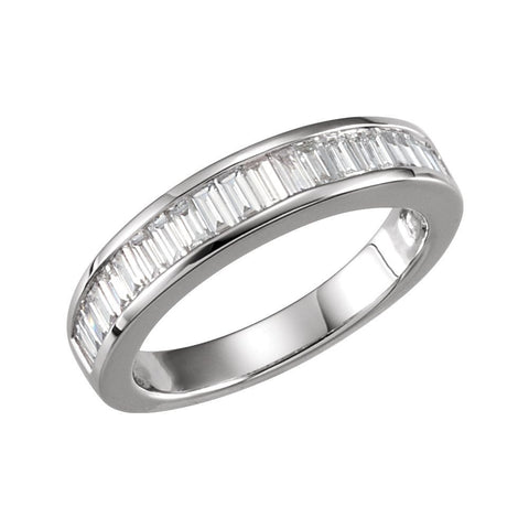 3/4 CTTW Baguette Diamond Anniversary Band in 14k White Gold (Size 7 )