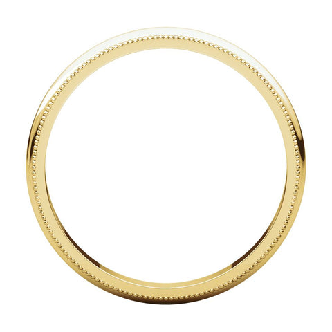10k Yellow Gold 2.5mm Milgrain Band, Size 7