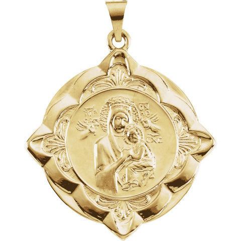 14k Yellow Gold 31x31mm Lady of Perpetual Help Medal