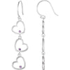 Pair of Triple Heart Dangle Earrings in Sterling Silver