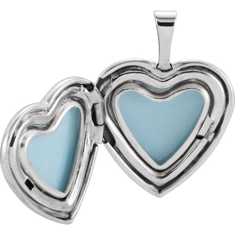 Sterling Silver 15.75mm Tri-Color Cross & Roses Locket