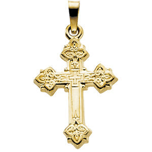 14k Yellow Gold Hollow Design Cross Pendant