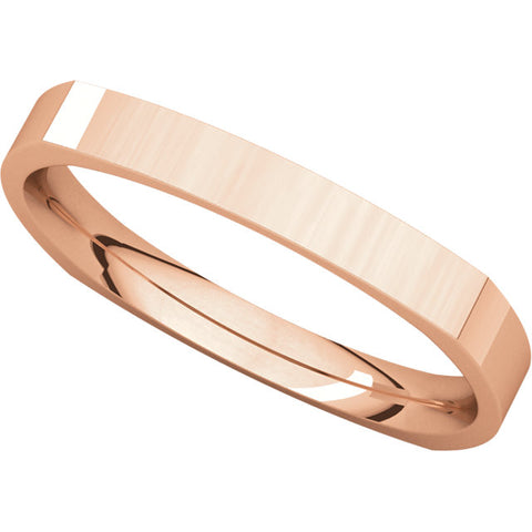 14k Rose Gold 2.5mm Square Comfort Fit Band, Size 7