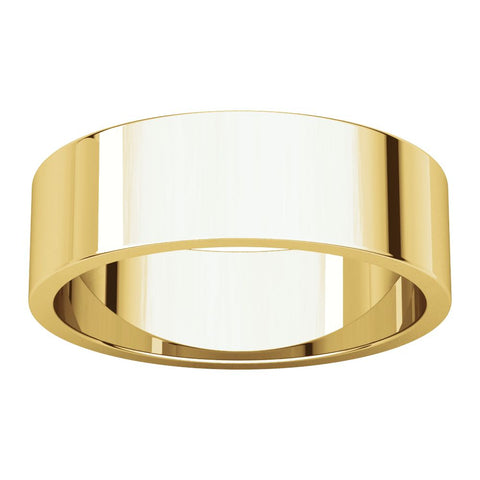 14k Yellow Gold 6mm Flat Band, Size 8.5