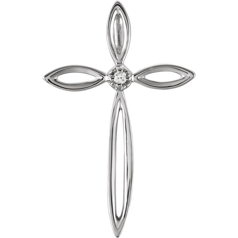 14k White Gold .01 CTW Diamond Cross Pendant