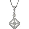 0.06 CTTW Diamond Filigree Pendant in 14k White Gold