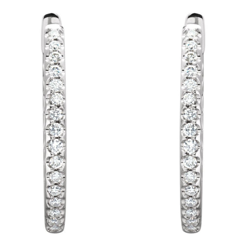 14k White Gold 1 CTW Diamond Hinged Inside-Outside Hoop Earrings