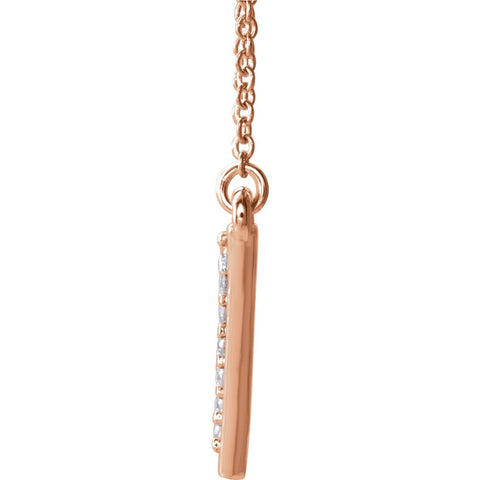 14k Rose Gold 1/5 CTW Diamond Triangle 16.5" Necklace