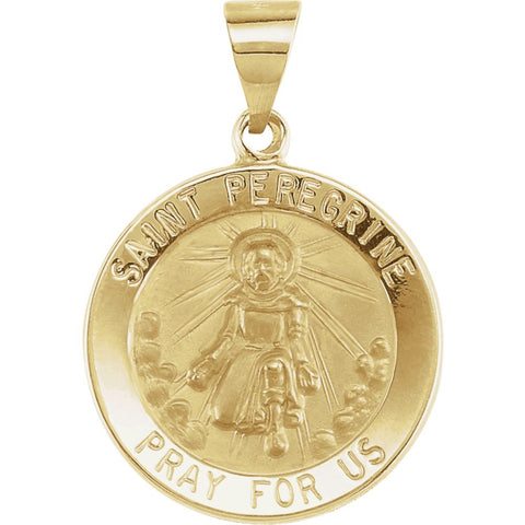 14k Yellow Gold 18.25mm Round Hollow St. Peregrine Medal