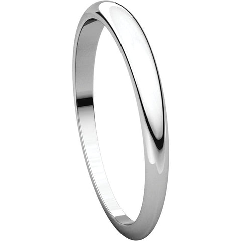 14k White Gold 2.5mm Half Round Tapered Band, Size 6