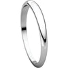 14k White Gold 2.5mm Half Round Tapered Band, Size 5