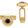 14k Yellow Gold Men's Onyx & Diamond Cuff Links